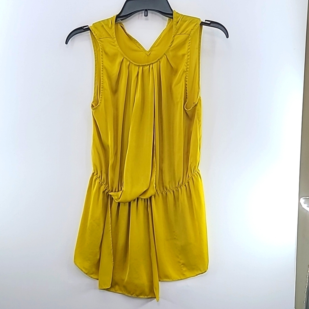 ZARA Women's Yellow Sleeveless Flowy Career Casual Polyester Blouse - Size XS